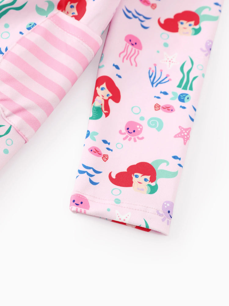 Ensemble 2 pièces tunique rayée à volants et leggings rose pour bébé/petite fille Disney Princess Ariel