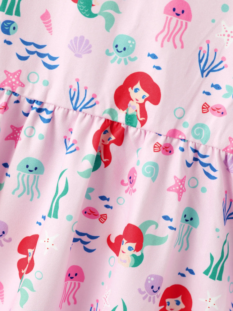 Ensemble 2 pièces tunique rayée à volants et leggings rose pour bébé/petite fille Disney Princess Ariel