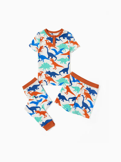 Toddler / Kids Christmas / Halloween PJS for Boys 3-Piece Bamboo Pajama Set 2-in-1 Look for 4 Seasons (Snug-Fitting) Apricot