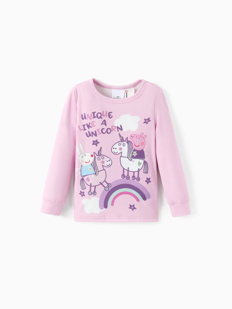 Ensemble pyjama 2 pièces Peppa Pig Naia™ à manches longues et imprimé dessert pour petite fille, rose clair
