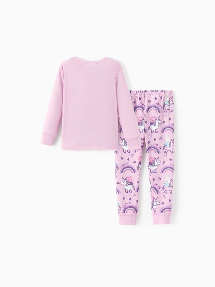 Ensemble pyjama 2 pièces Peppa Pig Naia™ à manches longues et imprimé dessert pour petite fille, rose clair
