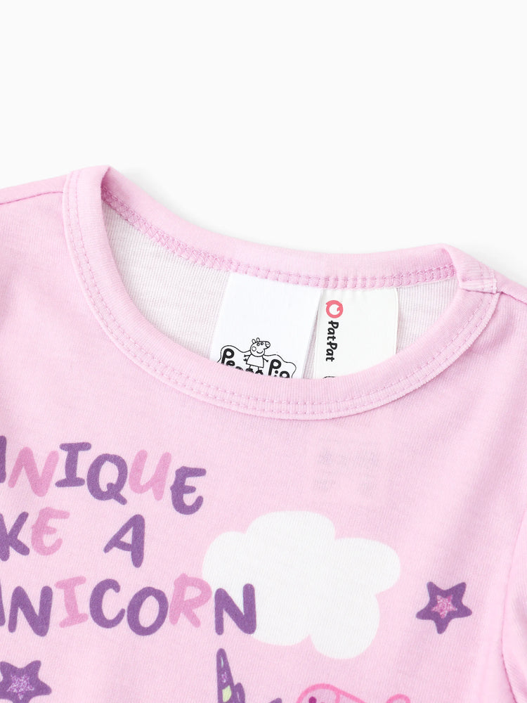 Ensemble pyjama 2 pièces Peppa Pig Naia™ à manches longues et imprimé dessert pour petite fille, rose clair