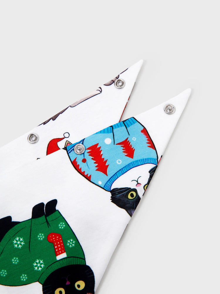 Christmas Matching Family Pajamas Set Christmas Cat Print PJS with Christmas Socks Multi-color