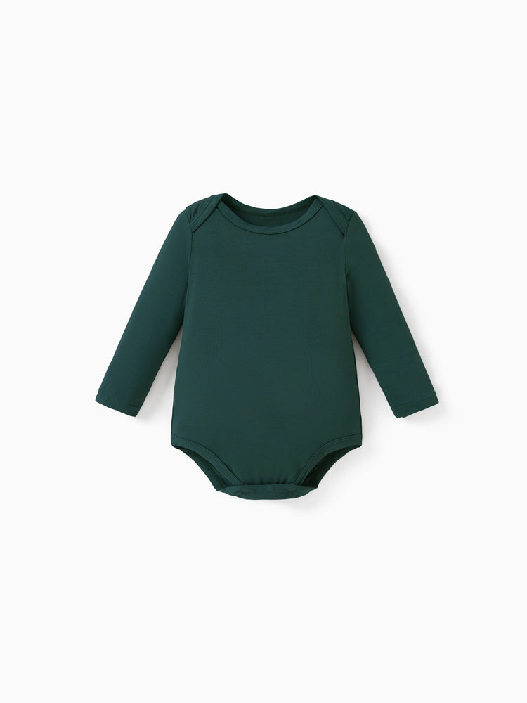 Bamboo Baby Bodysuits 2-piece Flora Long Sleeve Rompers for Baby Girls Infant Green