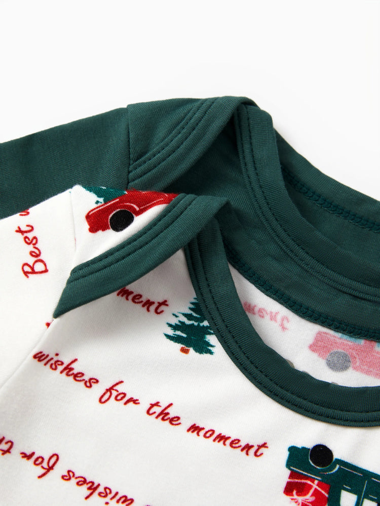 Bamboo Baby Bodysuits 2-piece Flora Long Sleeve Rompers for Baby Girls Infant Green