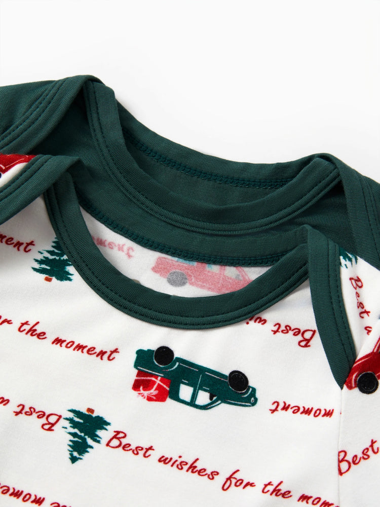 Bamboo Baby Bodysuits 2-piece Flora Long Sleeve Rompers for Baby Girls Infant Green