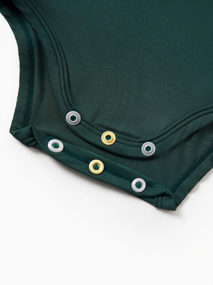 Bamboo Baby Bodysuits 2-piece Flora Long Sleeve Rompers for Baby Girls Infant Green