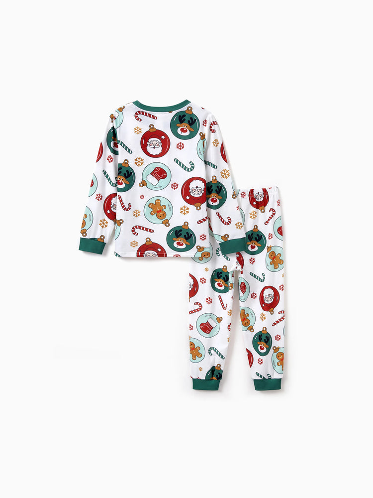 Ensemble pyjama de Noël assorti pour toute la famille, motif renne et père Noël, avec chaussettes de Noël vertes