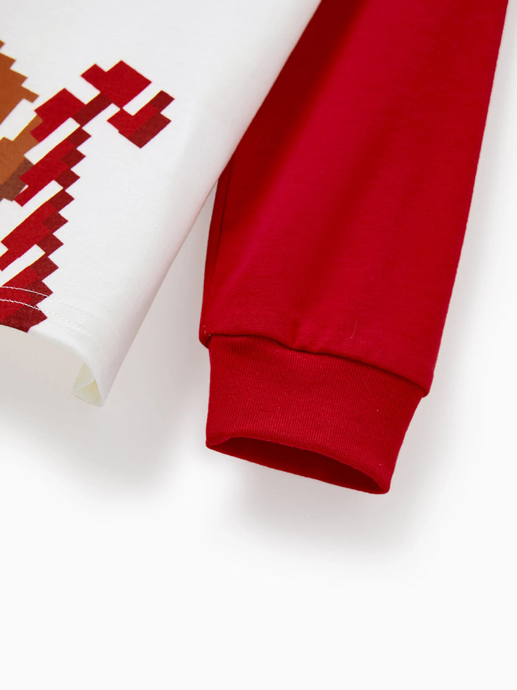 Christmas Matching Family Pajamas Set Gingerbread Print Long-sleeve PJS with Christmas Socks Red