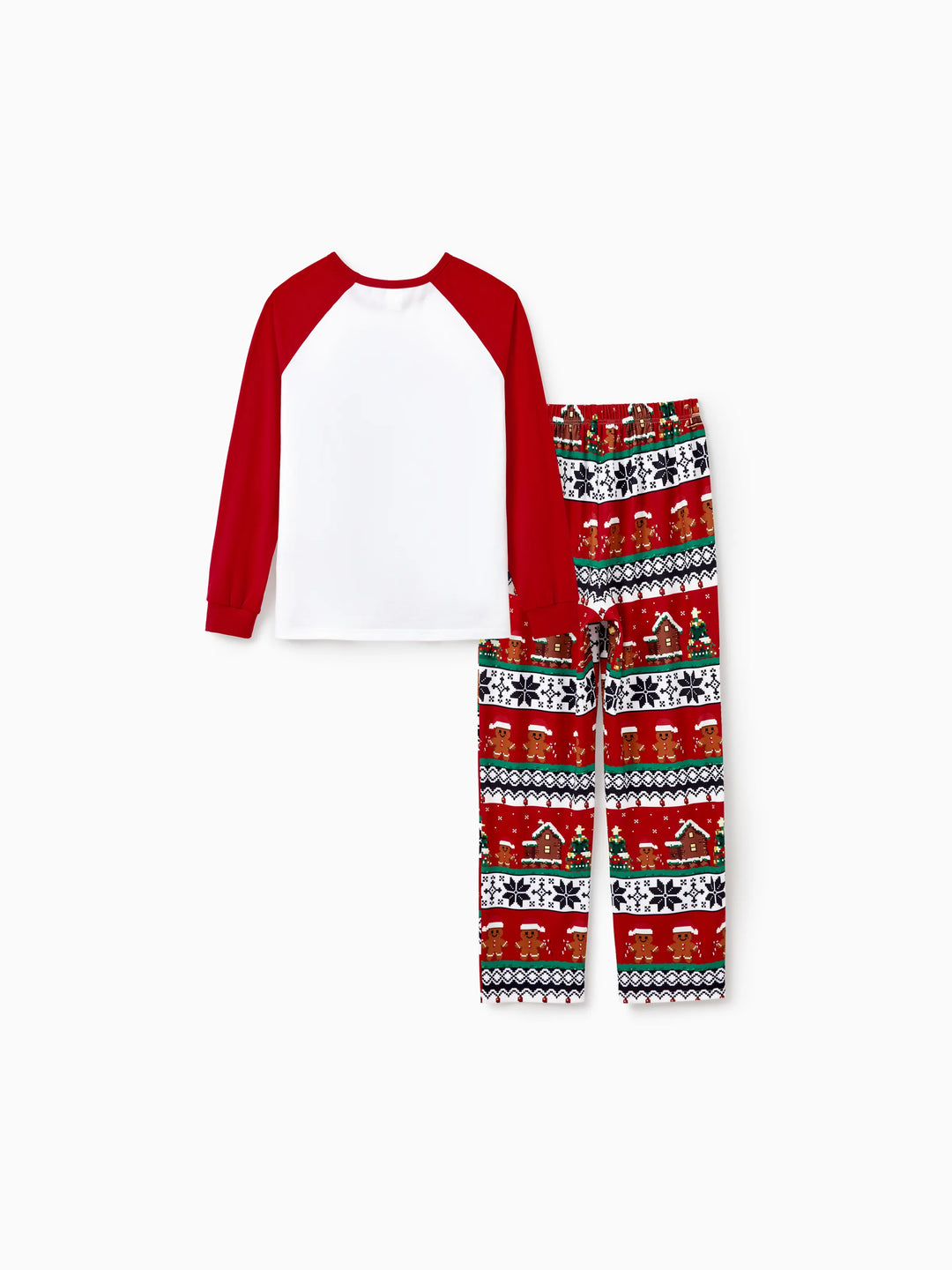 Ensemble pyjama de Noël assorti pour toute la famille, imprimé pain d'épices, manches longues et chaussettes de Noël rouges