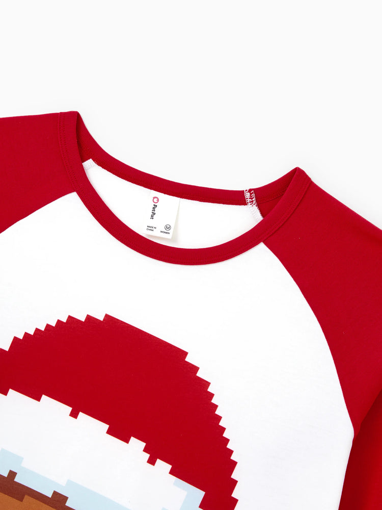 Christmas Matching Family Pajamas Set Gingerbread Print Long-sleeve PJS with Christmas Socks Red