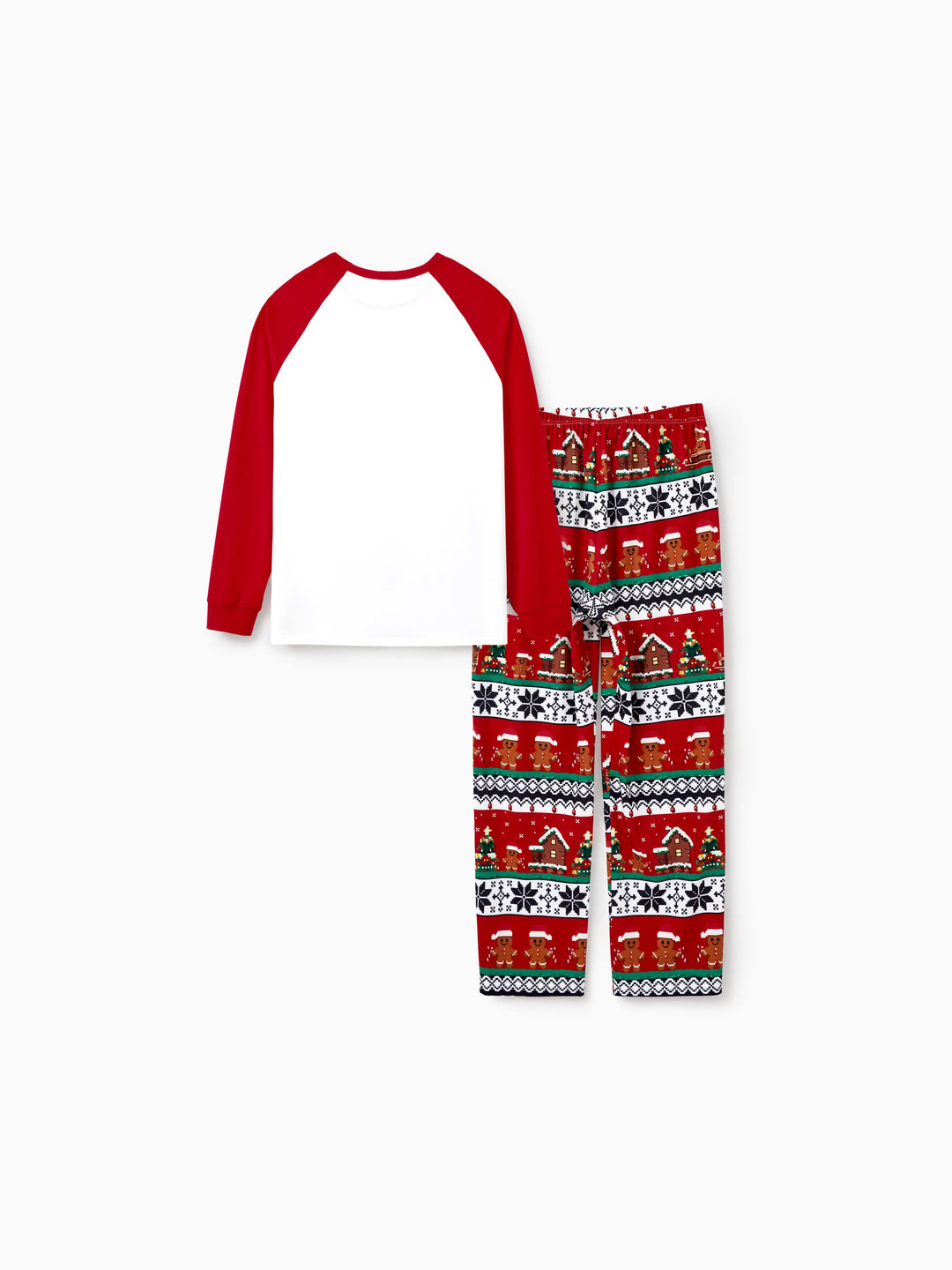 Ensemble pyjama de Noël assorti pour toute la famille, imprimé pain d'épices, manches longues et chaussettes de Noël rouges