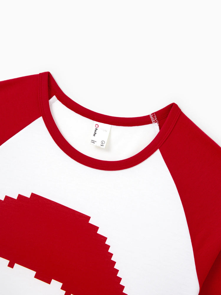 Christmas Matching Family Pajamas Set Gingerbread Print Long-sleeve PJS with Christmas Socks Red