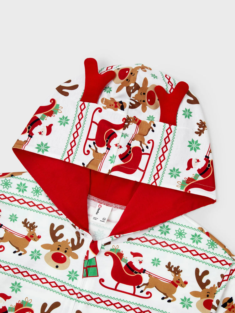Ensemble pyjama de Noël assorti pour toute la famille, imprimé renne, manches longues, avec chaussettes de Noël rouges