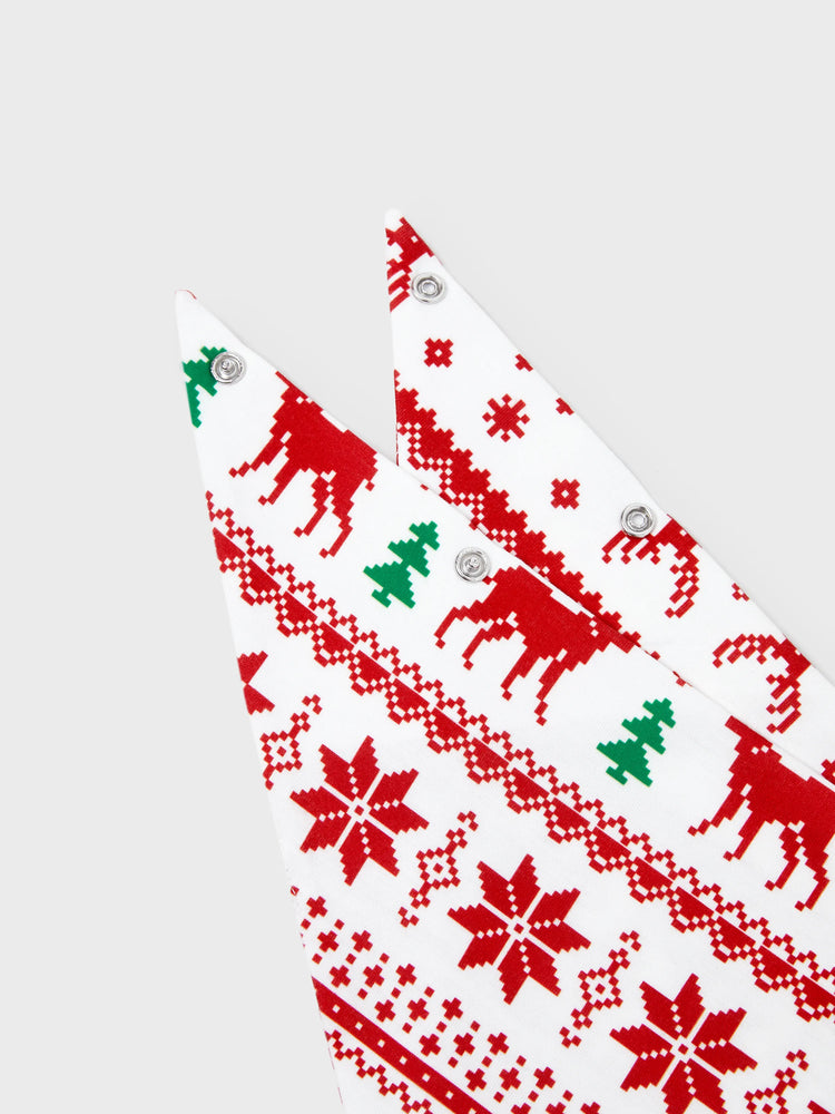 Christmas Matching Family Pajamas Set 3D Reindeer Hooded Allover Snowflake and Reindeer Print Red and White Onesie PJS with Christmas Socks Red+White