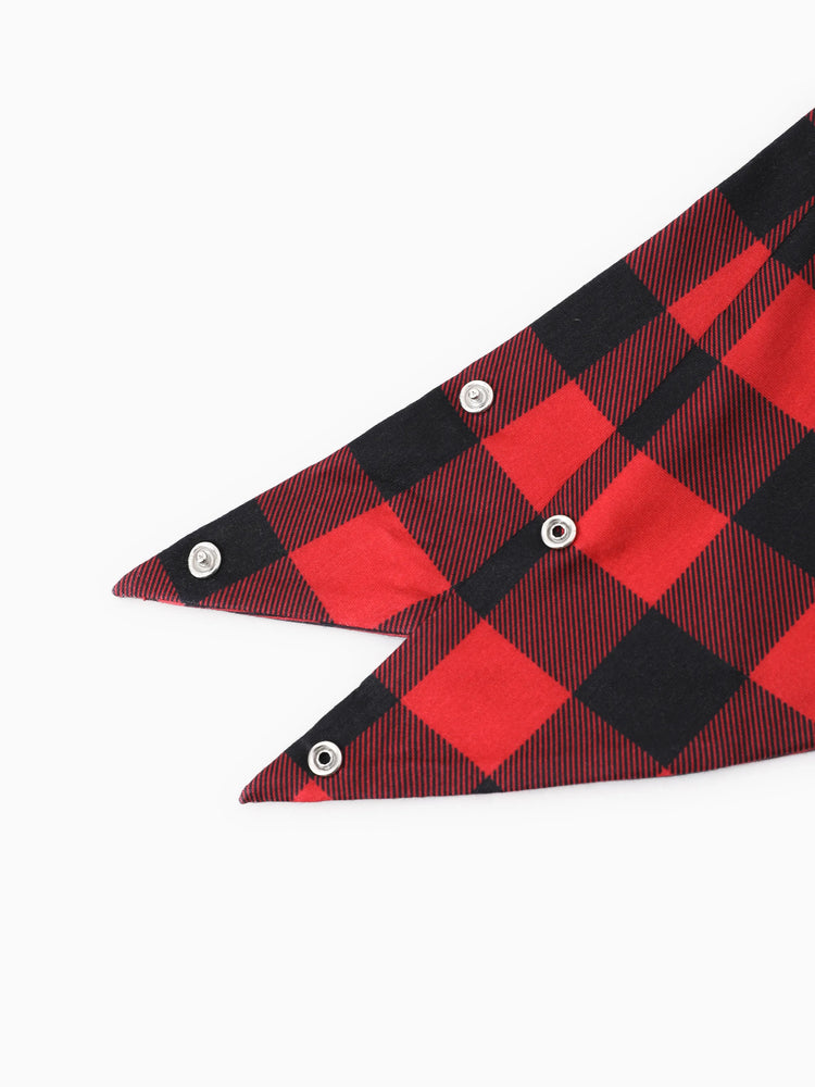 Christmas Matching Family Pajamas Set 3D Reindeer Hooded Allover Plaid Print Red Onesie PJS with Christmas Socks Red