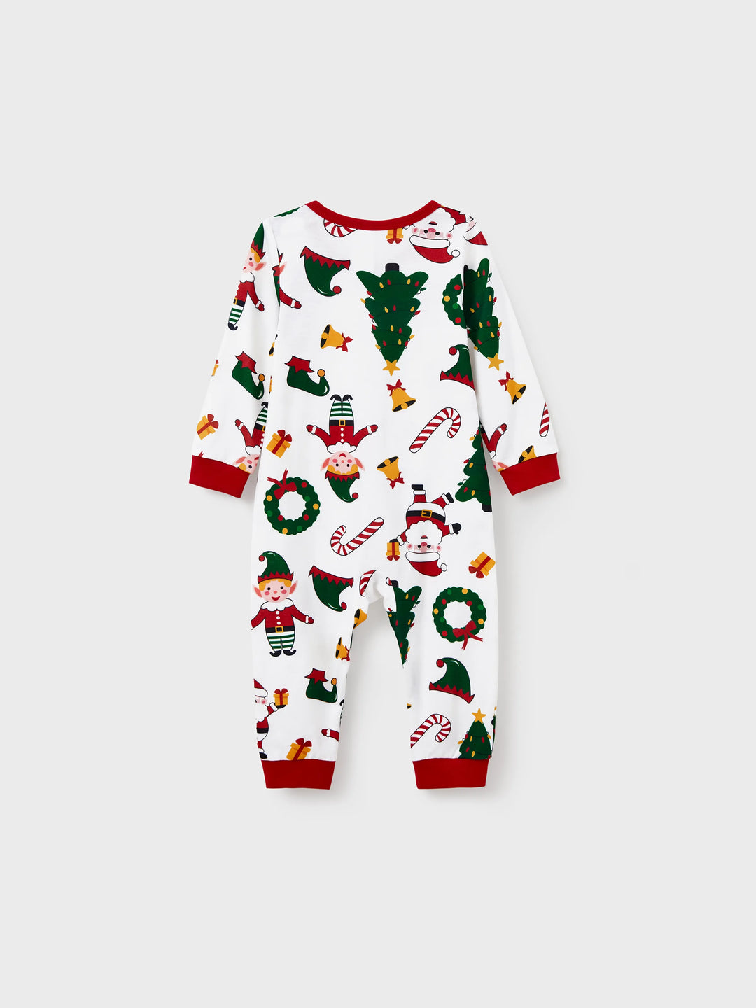 Conjunto de pijama familiar navideño a juego, con estampado de Papá Noel y árbol de Navidad, de manga larga y calcetines navideños, color blanco