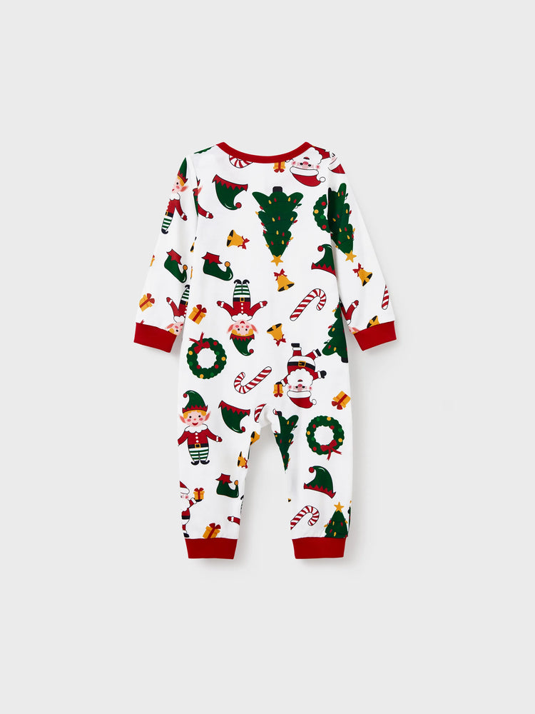 Ensemble pyjama de Noël assorti pour toute la famille, imprimé Père Noël et sapin de Noël, manches longues, avec chaussettes de Noël blanches