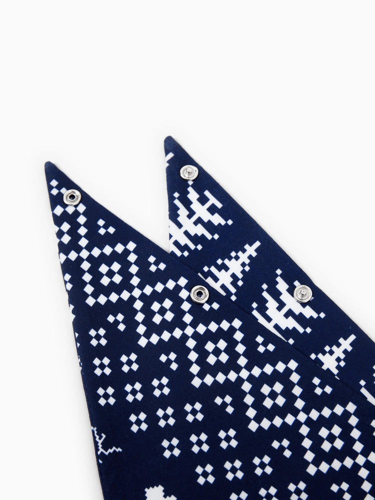 Christmas Matching Family Pajamas Set Christmas Tree and Reindeer Pattern Allover Long-sleeve Dark Blue PJS with Christmas Socks
 Deep Blue