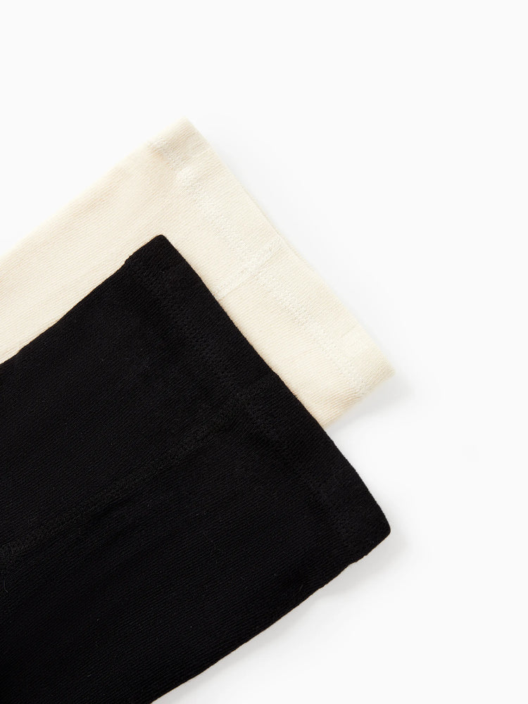 Lot de 2 paires de chaussettes brodées pour bébé/petite fille, noires et blanches