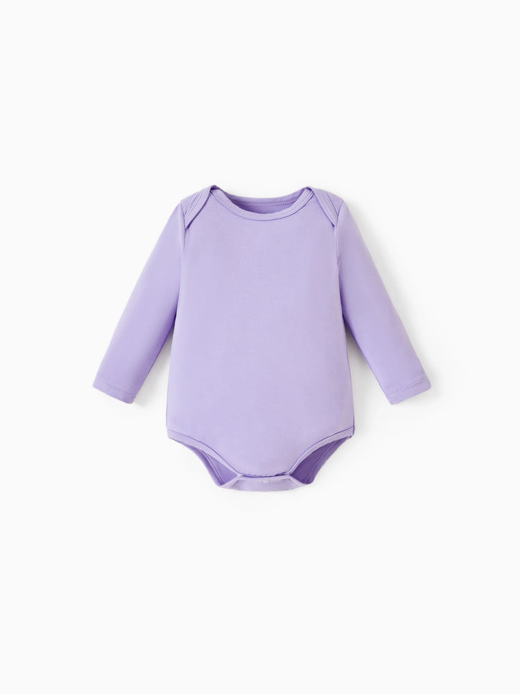 Bamboo Baby Bodysuits 2-piece Flora Long Sleeve Rompers for Baby Girls Infant Purple