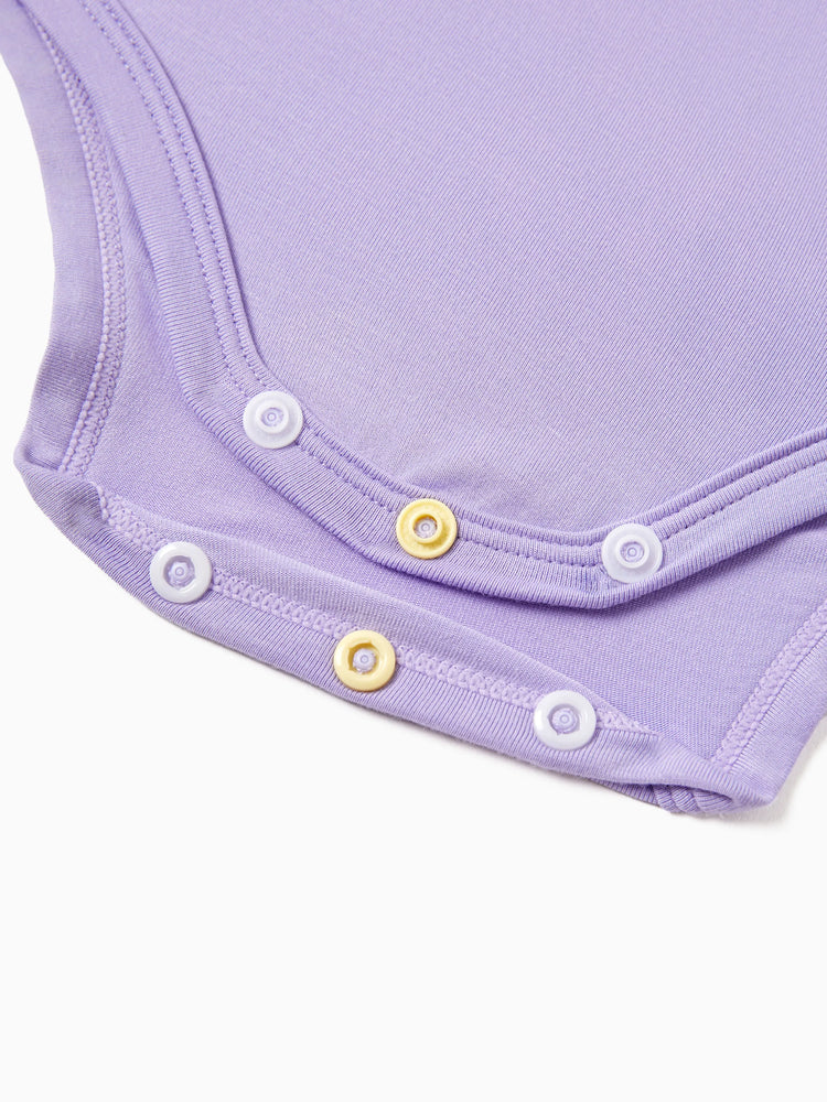 Bamboo Baby Bodysuits 2-piece Flora Long Sleeve Rompers for Baby Girls Infant Purple