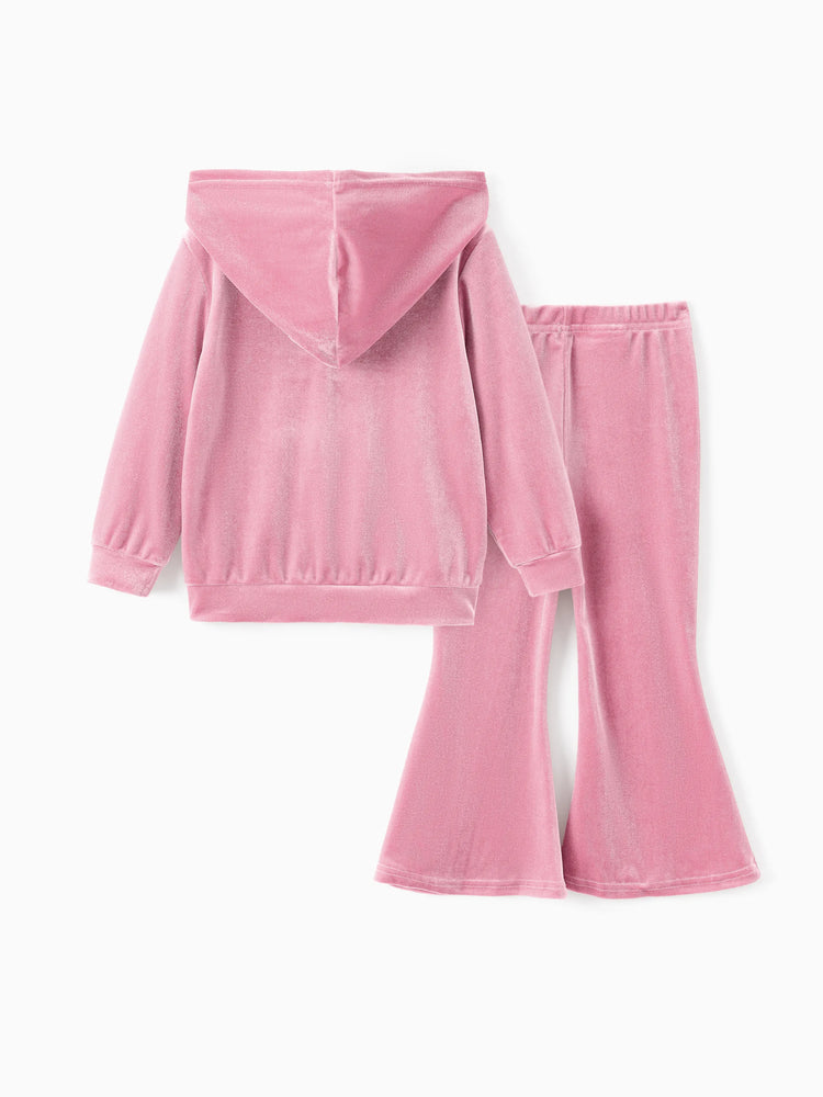 Disney Princess Toddler Girl Rapunzel 2pcs Fleece Sweatshirt and Flared Pants Set Pink