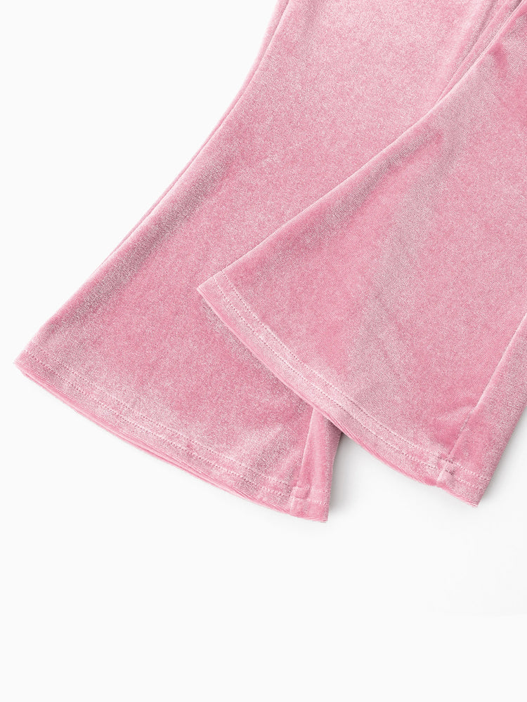 Disney Princess Toddler Girl Rapunzel 2pcs Fleece Sweatshirt and Flared Pants Set Pink