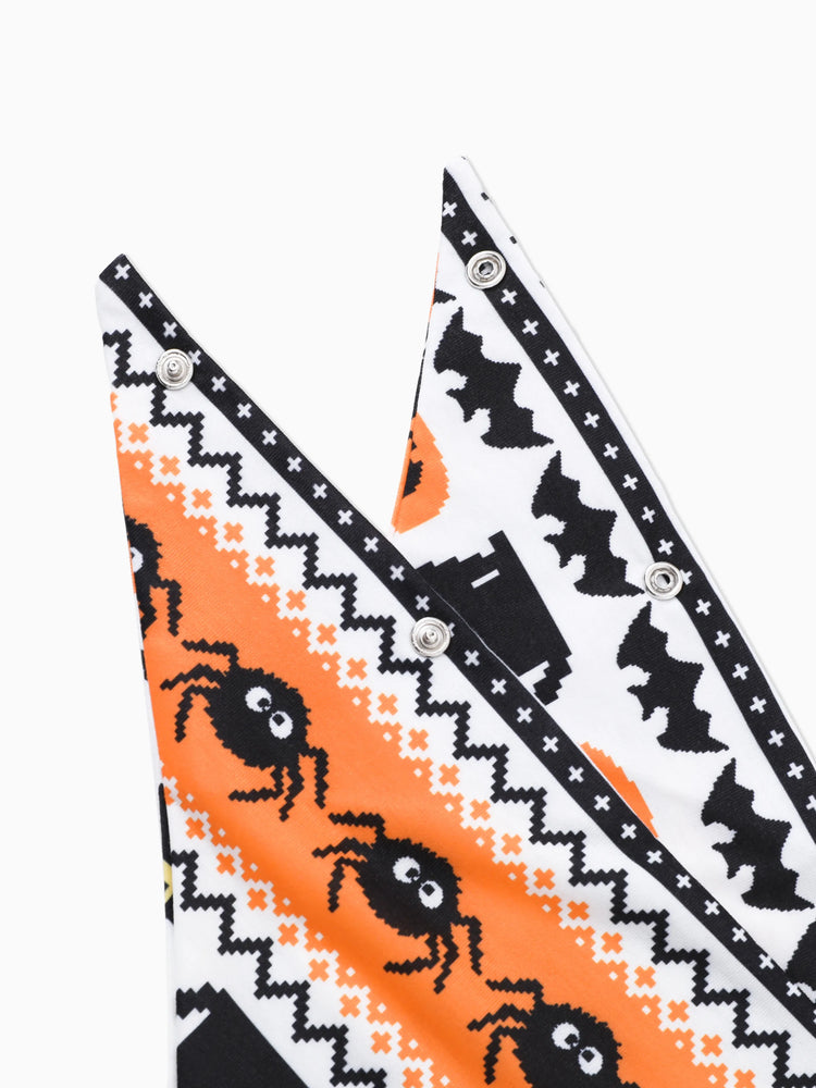 Pyjama d'Halloween Pixel-art imprimé citrouille/araignée, ensemble de pyjama familial assorti orange