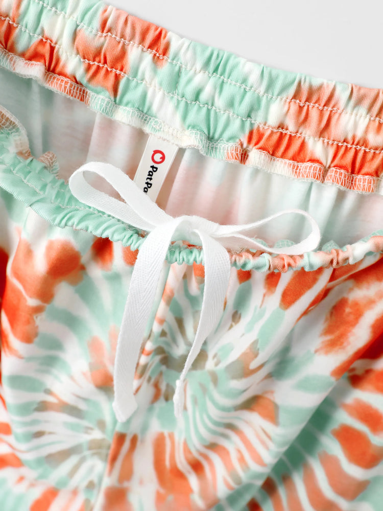 Pyjama d'Halloween assorti pour toute la famille, imprimé citrouille tie-dye, orange