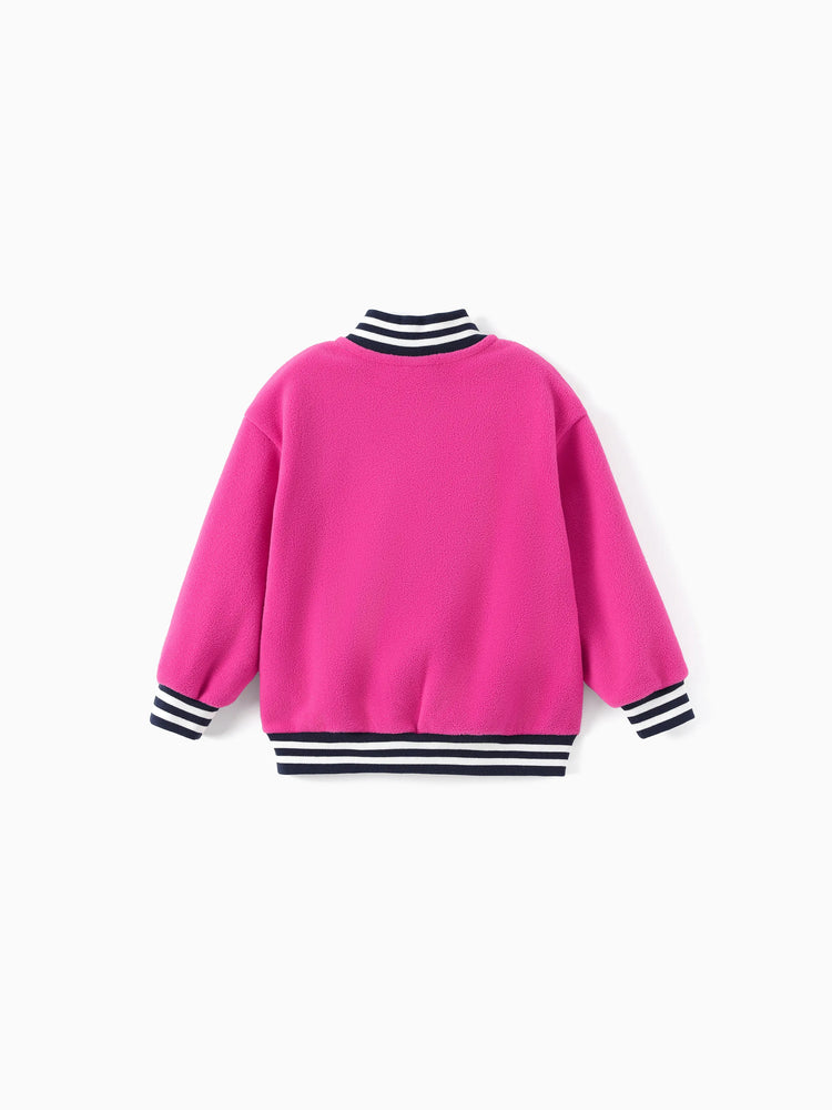 Barbie Toddler/ Kid Girl Fleece Bomber Jacket Hot Pink