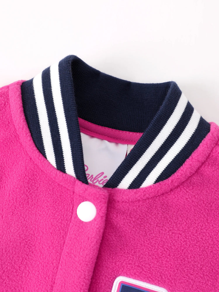 Barbie Toddler/ Kid Girl Fleece Bomber Jacket Hot Pink