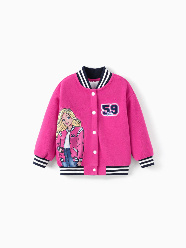 Barbie Toddler/ Kid Girl Fleece Bomber Jacket Hot Pink
