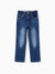 Solid Color Elastic Waist Soft Stretchy Comfortable Casual Jeans Cotton Bottoms with Pockets Deep Blue