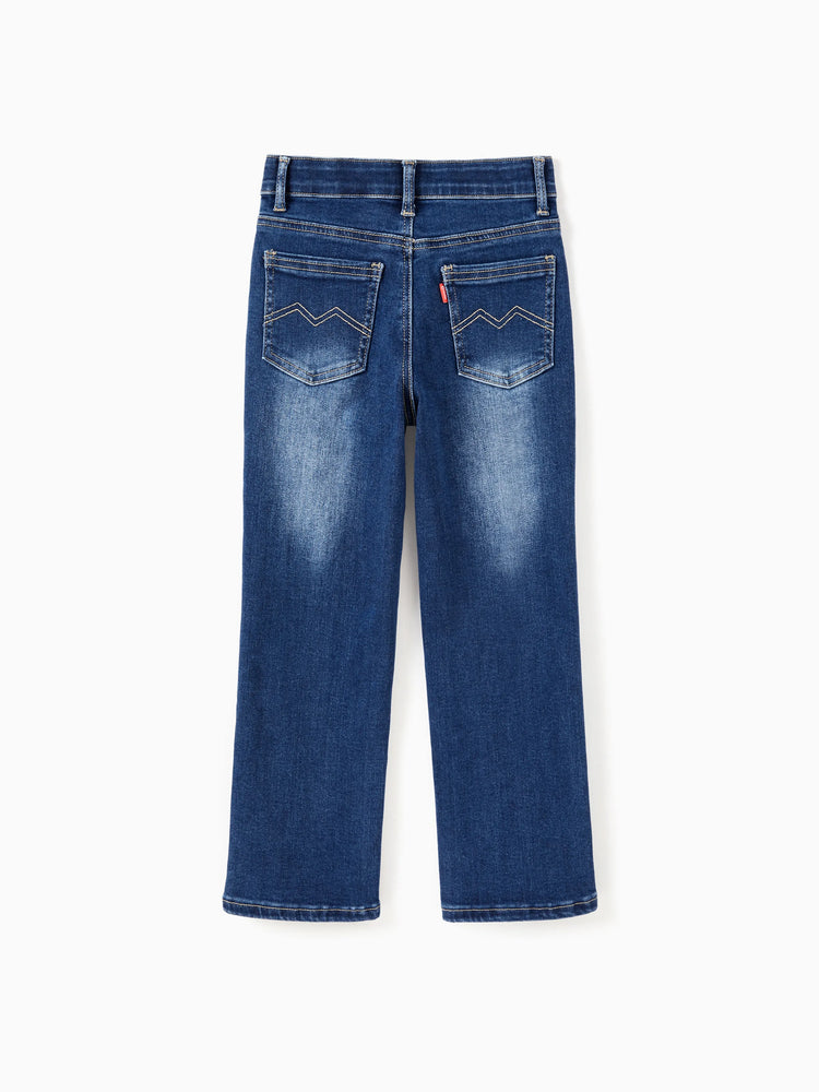 Jean décontracté en coton avec taille élastique, couleur unie, doux, extensible et confortable, avec poches, bleu foncé