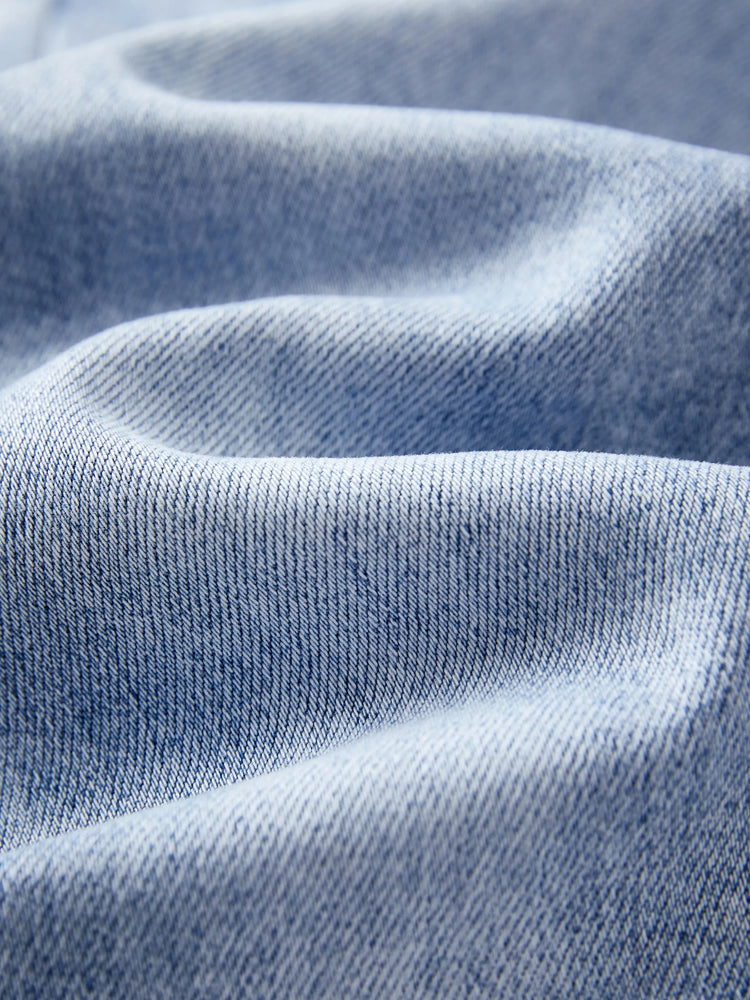 Jean décontracté en coton, couleur unie, taille élastique, doux, extensible, confortable, avec poches, bleu clair