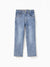 Solid Color Elastic Waist Soft Stretchy Comfortable Casual Jeans Cotton Bottoms with Pockets Light Blue