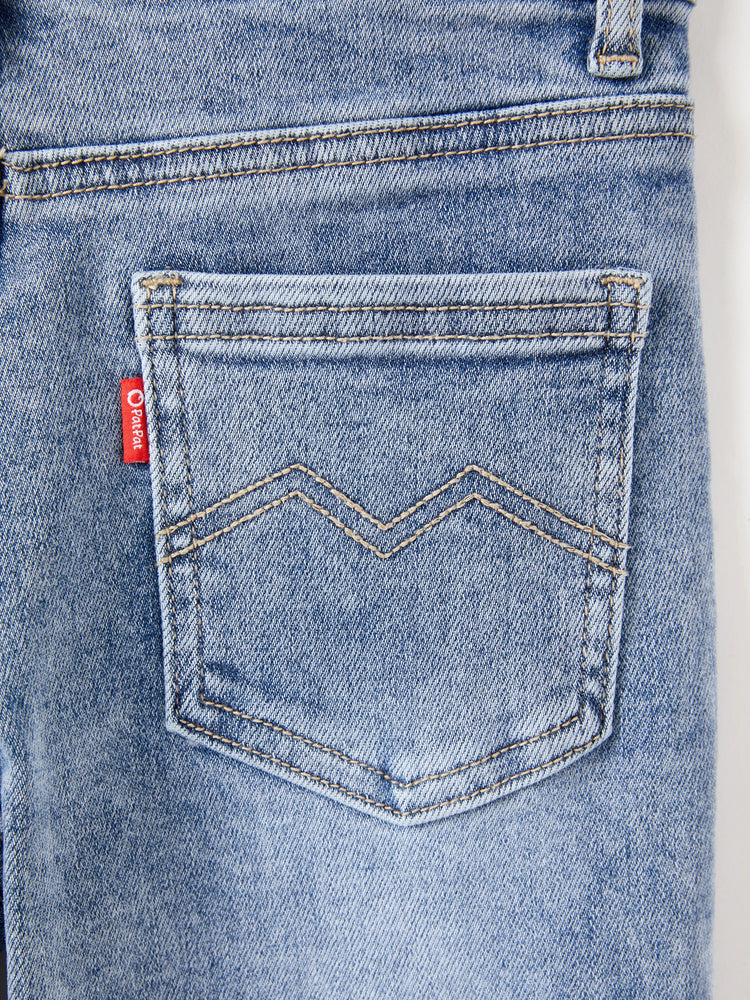 Jean décontracté en coton, couleur unie, taille élastique, doux, extensible, confortable, avec poches, bleu clair