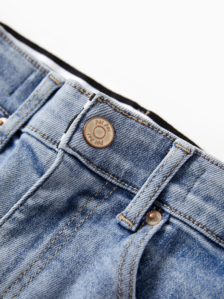 Jean décontracté en coton, couleur unie, taille élastique, doux, extensible, confortable, avec poches, bleu clair