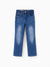 Solid Color Elastic Waist Soft Stretchy Comfortable Casual Jeans Cotton Bottoms with Pockets Blue