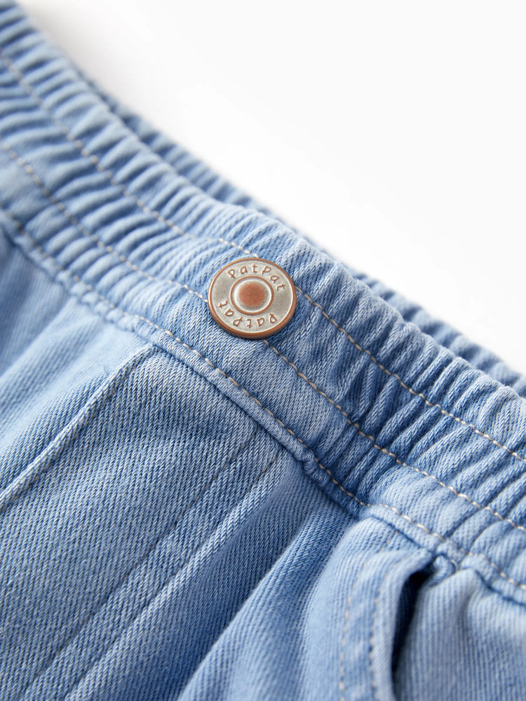 Pantalon en jean pour enfant, taille élastique, doux, extensible, confortable, avec poches, bleu clair