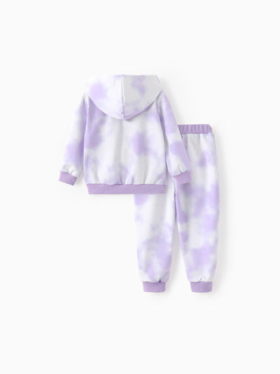 Conjunto de sudadera y pantalón deportivo con efecto tie dye de Minnie Mouse para niña pequeña de Disney Mickey y sus amigos, morado