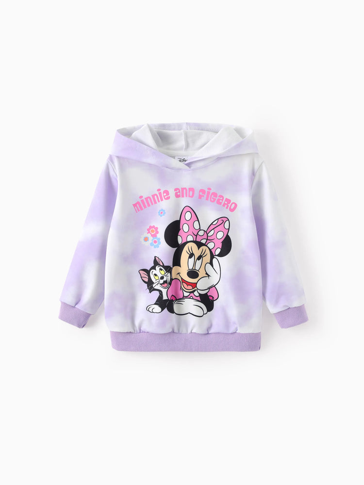 Disney Mickey and Friends Toddler/Kid Girl Minnie Mouse Tie dye Hoodie Sweatshirt and Sweatpants Set Purple