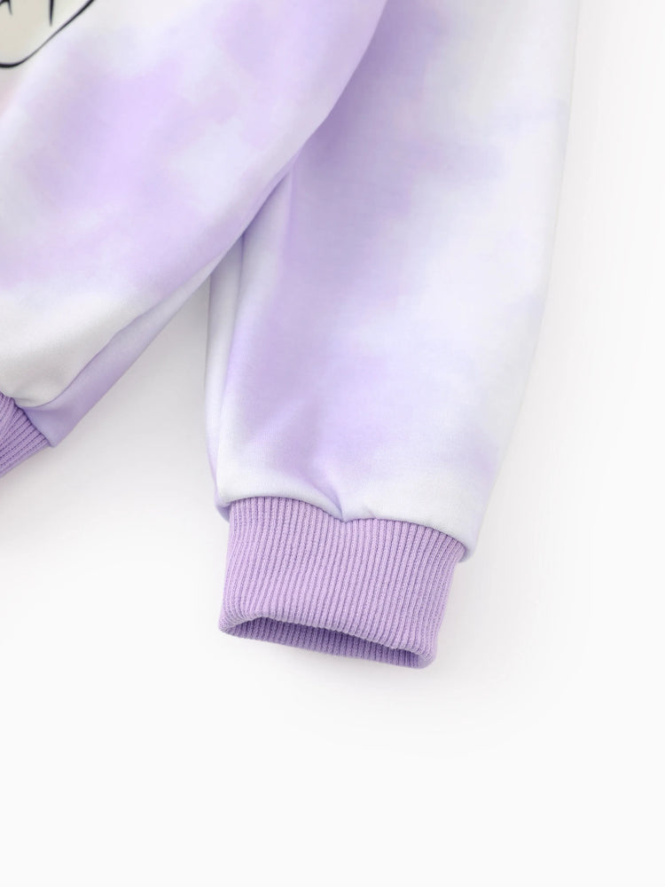 Disney Mickey and Friends Toddler/Kid Girl Minnie Mouse Tie dye Hoodie Sweatshirt and Sweatpants Set Purple