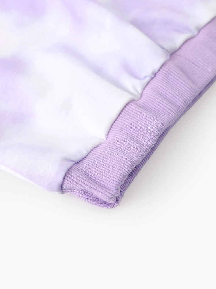 Disney Mickey and Friends Toddler/Kid Girl Minnie Mouse Tie dye Hoodie Sweatshirt and Sweatpants Set Purple