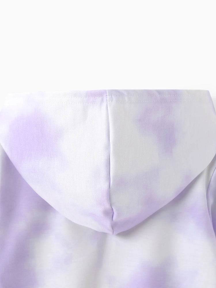 Disney Mickey and Friends Toddler/Kid Girl Minnie Mouse Tie dye Hoodie Sweatshirt and Sweatpants Set Purple