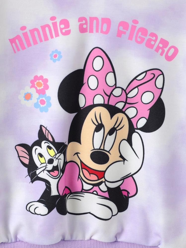 Disney Mickey and Friends Toddler/Kid Girl Minnie Mouse Tie dye Hoodie Sweatshirt and Sweatpants Set Purple