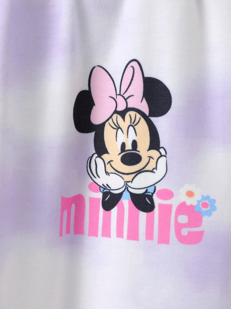 Disney Mickey and Friends Toddler/Kid Girl Minnie Mouse Tie dye Hoodie Sweatshirt and Sweatpants Set Purple