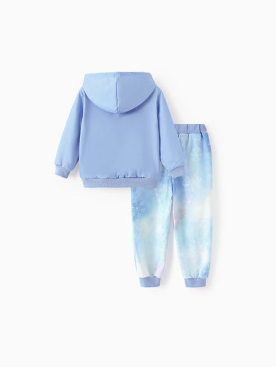 Ensemble 2 pièces sweat-shirt et pantalon de survêtement tie-dye Elsa et Olaf pour fille Disney La Reine des Neiges, bleu