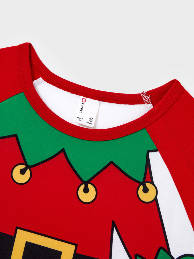 Ensemble pyjama de Noël assorti pour toute la famille, imprimé elfe de Noël et chaussettes de Noël rouges